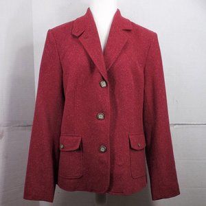 NWOT LL Bean Wool w Silk Red Tweed Blazer L